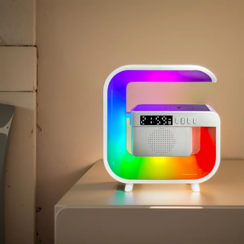 Alarm Clock with Wireless Charging Station RGB Night Light App Control Desk RGB Night Lamp USB Charging Indoor Bedroom