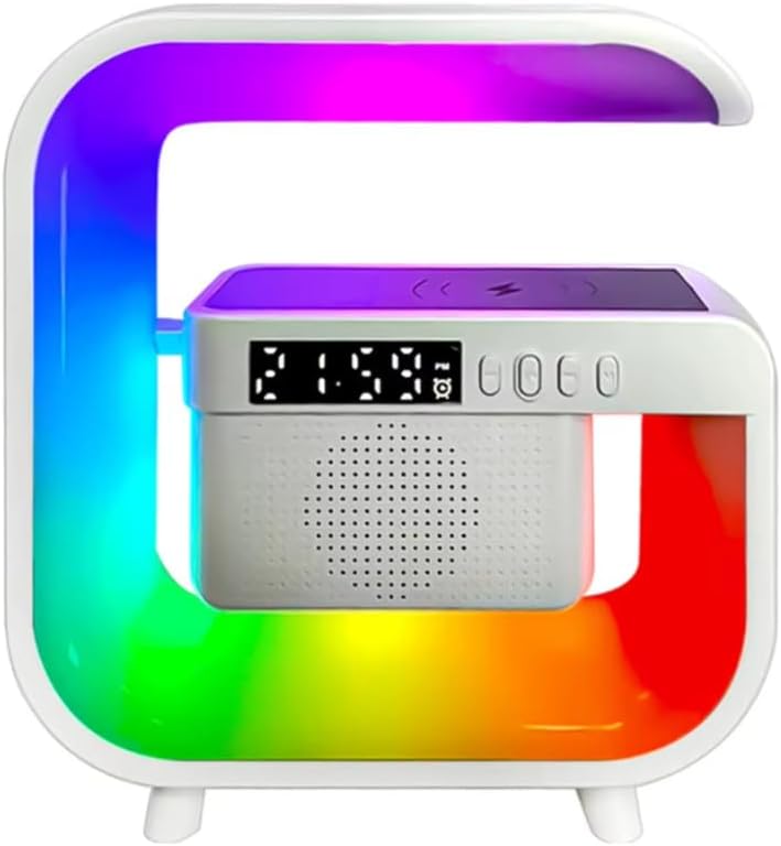 Alarm Clock with Wireless Charging Station RGB Night Light App Control Desk RGB Night Lamp USB Charging Indoor Bedroom
