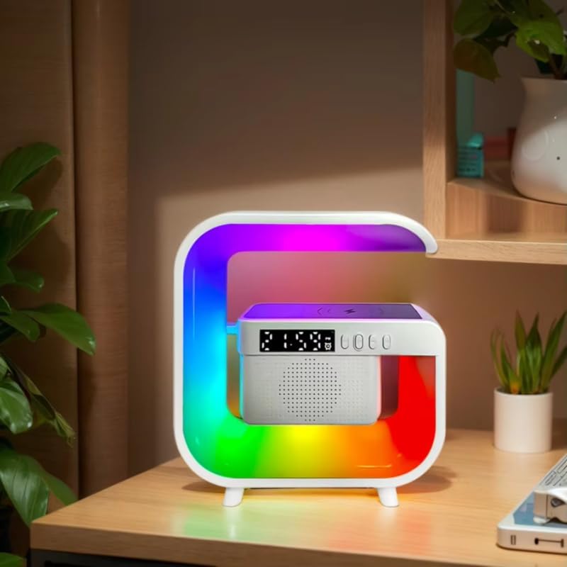 Alarm Clock with Wireless Charging Station RGB Night Light App Control Desk RGB Night Lamp USB Charging Indoor Bedroom