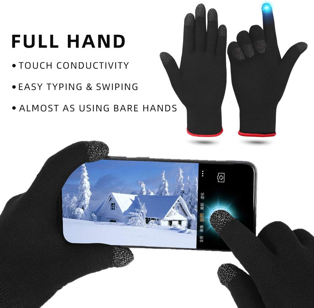 Gaming Gloves, Anti-Sweat Breathable Touch Finger Game Glove for Highly Sensitive Nano-Silver Fiber Material, Support Almost All Mobile Gaming (Black)