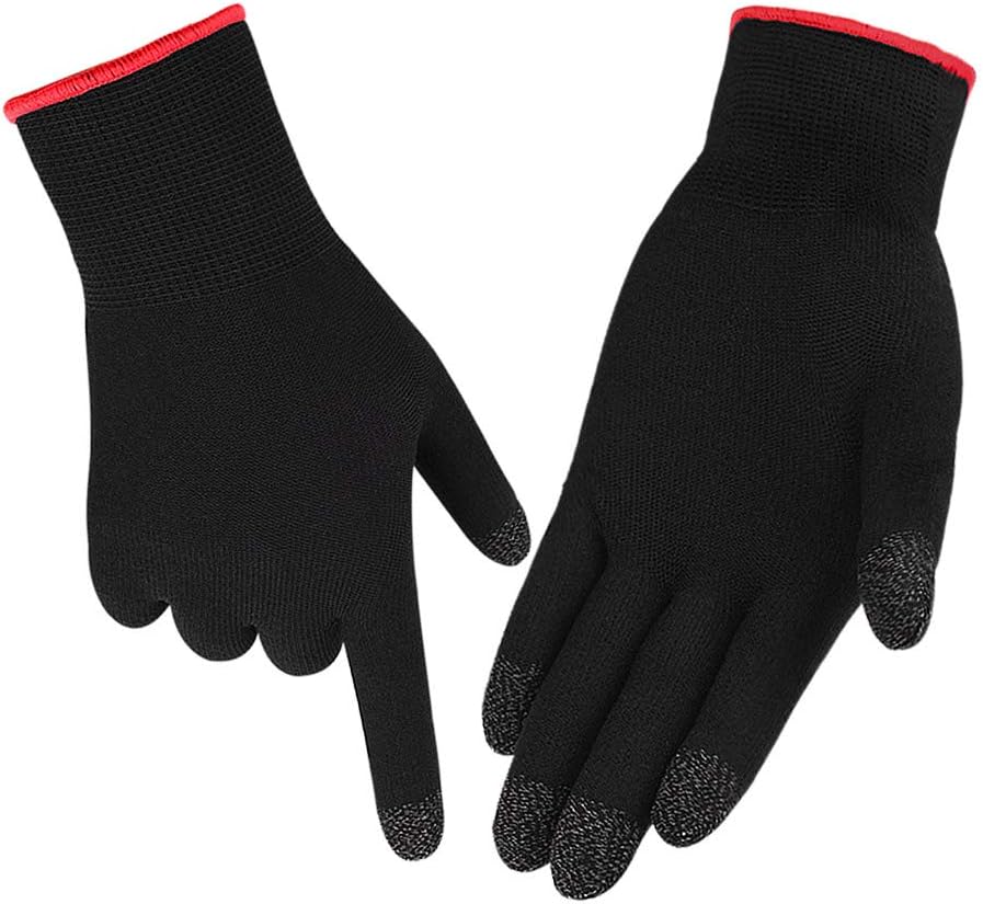 Gaming Gloves, Anti-Sweat Breathable Touch Finger Game Glove for Highly Sensitive Nano-Silver Fiber Material, Support Almost All Mobile Gaming (Black)