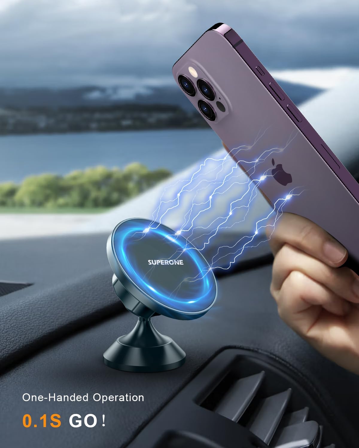 MagSafe Car Mount for iPhone 16, [Strongest Magnets] Magnetic Car Phone Holder Mount for Dashboard, Hand Free 360° Rotation Car MagSafe Phone Mount iPhone 16 Pro Max 15 14 13 12