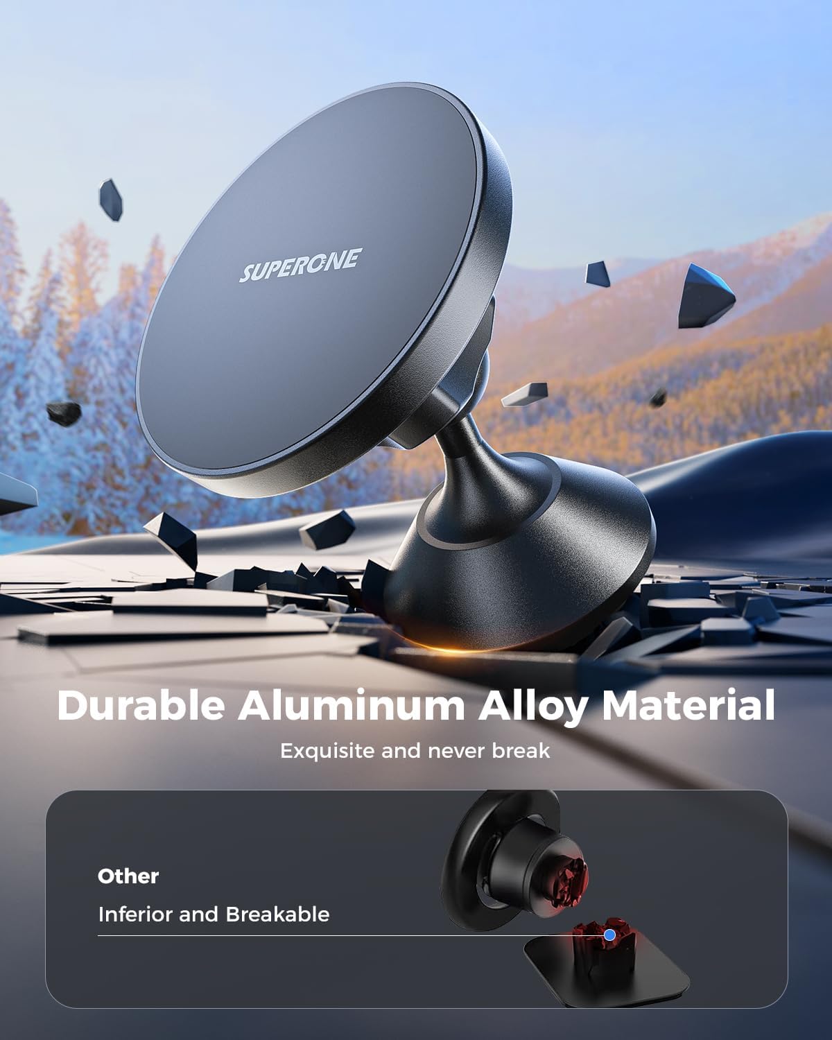 MagSafe Car Mount for iPhone 16, [Strongest Magnets] Magnetic Car Phone Holder Mount for Dashboard, Hand Free 360° Rotation Car MagSafe Phone Mount iPhone 16 Pro Max 15 14 13 12