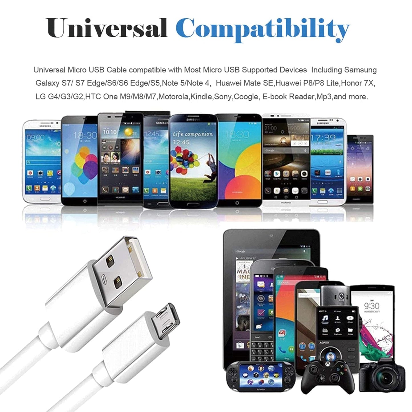 Micro USB to USB Charging & Data Cable – 1M High-Speed Durable Android Charger Cord