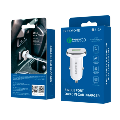 Borofone BZ12A 3A Hengrui Lasting Power Single Port QC3.0 USB Car Charger