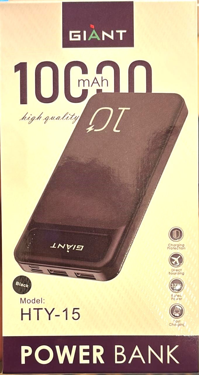 GIANT HTY-15 Power Bank – 10,000mAh | Fast Charging & High-Quality Performance