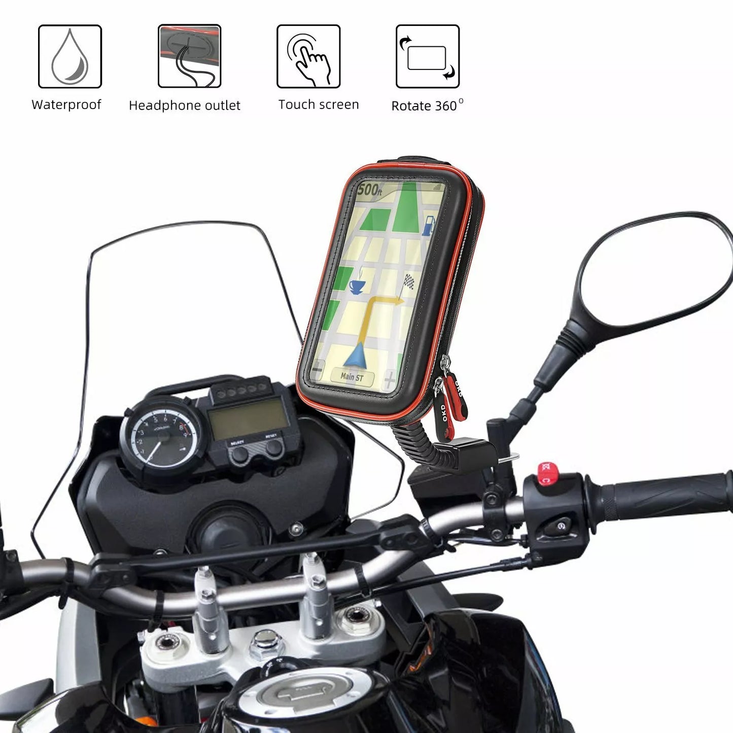 Motorcycle Bike Phone Mount Case GPS Holder Waterproof Handlebar Bag 4.7" - 5.4"