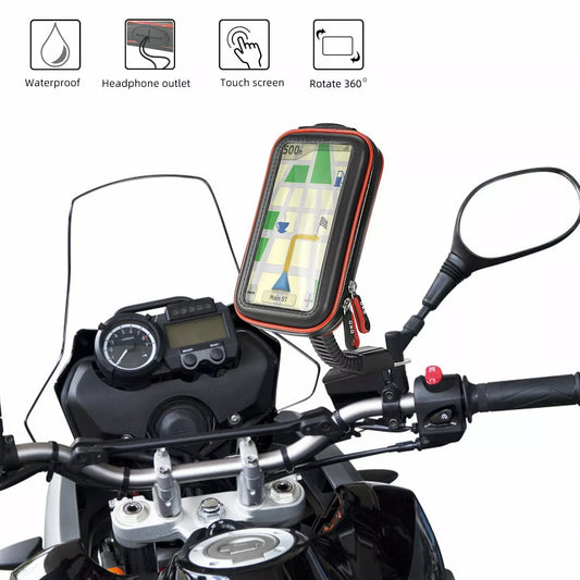 Motorcycle Bike Phone Mount Case GPS Holder Waterproof Handlebar Bag 4.7" - 5.4"