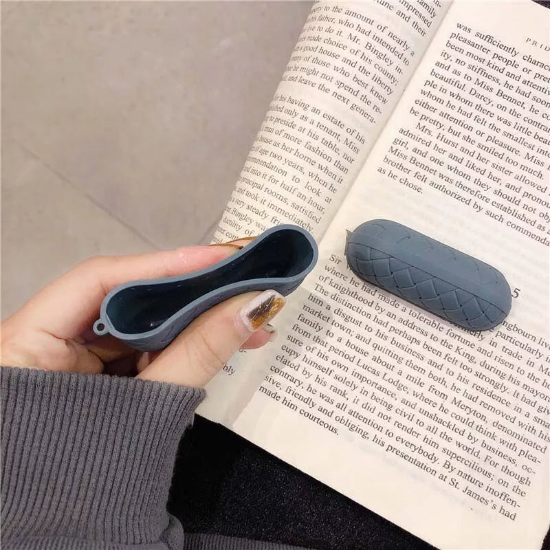 For Airpods 1 2 3 4 Pro 2 Case Fashion Knit Weave Style Soft TPU Hook Skin