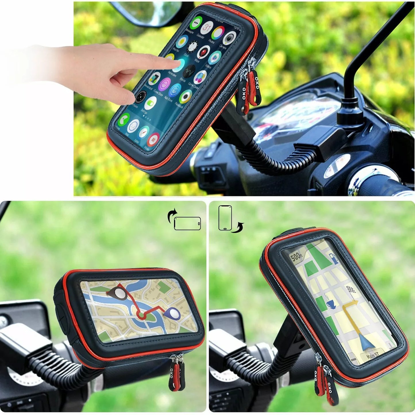 Motorcycle Bike Phone Mount Case GPS Holder Waterproof Handlebar Bag 4.7" - 5.4"