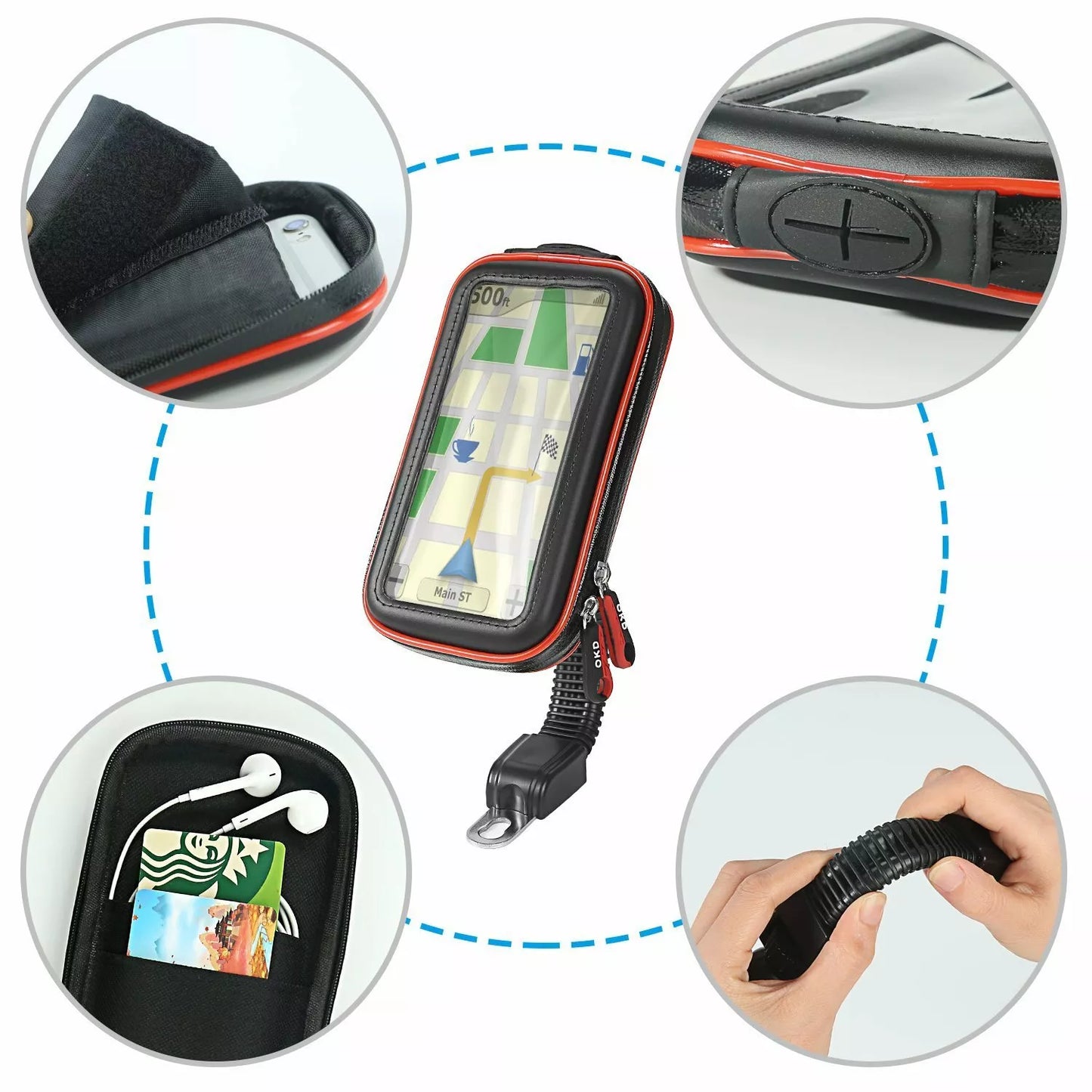 Motorcycle Bike Phone Mount Case GPS Holder Waterproof Handlebar Bag 4.7" - 5.4"
