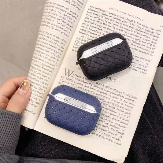 For Airpods 1 2 3 4 Pro 2 Case Fashion Knit Weave Style Soft TPU Hook Skin